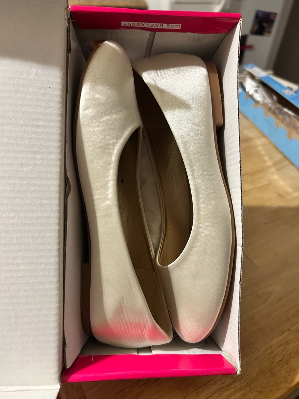 Girls Ivory Satin Ballet Flats - Elegant Slip-On Shoe